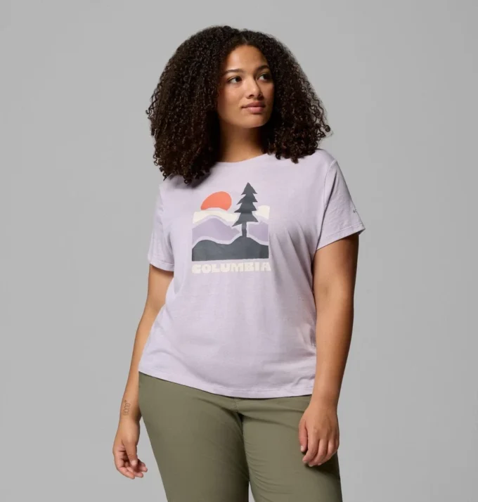 Camisa ajustada de manga corta con estampado Ruby Springs™ para mujer – Talla grande