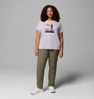 Camisa ajustada de manga corta con estampado Ruby Springs™ para mujer – Talla grande
