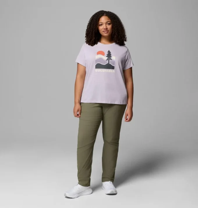 Camisa ajustada de manga corta con estampado Ruby Springs™ para mujer – Talla grande