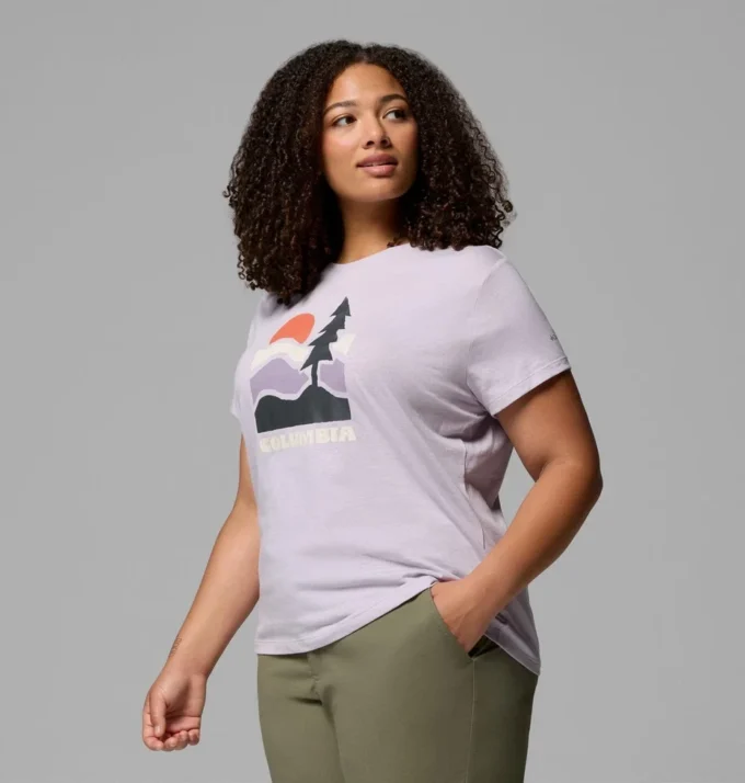 Camisa ajustada de manga corta con estampado Ruby Springs™ para mujer – Talla grande