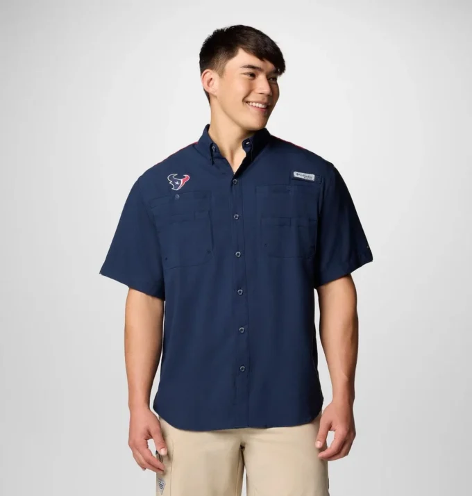 Camisa de manga corta con bloques de color PFG Tamiami™ para hombre – Houston Texans Camisa de manga corta con bloques de color PFG Tamiami™ para hombre – Houston Texans