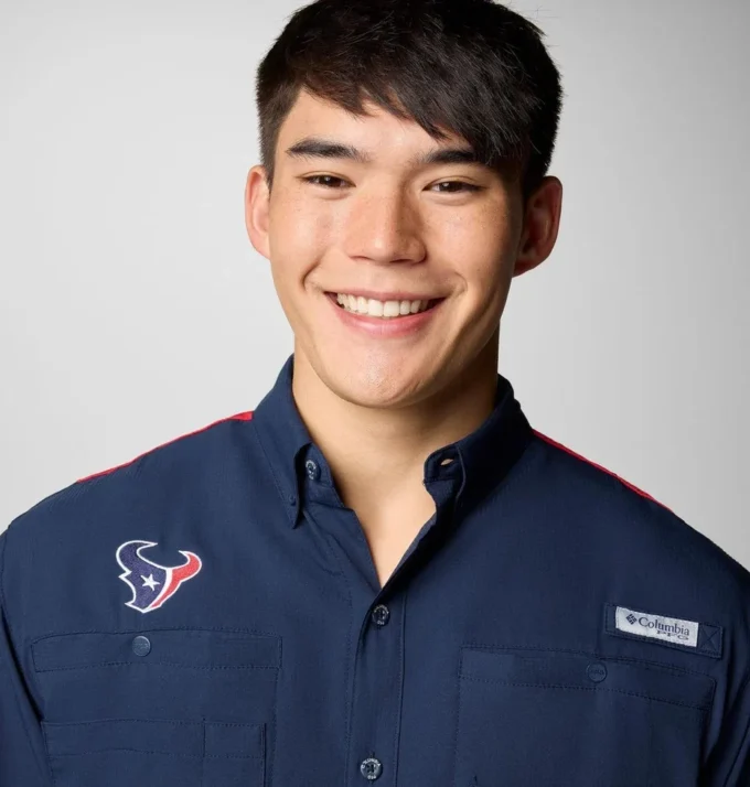Camisa de manga corta con bloques de color PFG Tamiami™ para hombre – Houston Texans Camisa de manga corta con bloques de color PFG Tamiami™ para hombre – Houston Texans