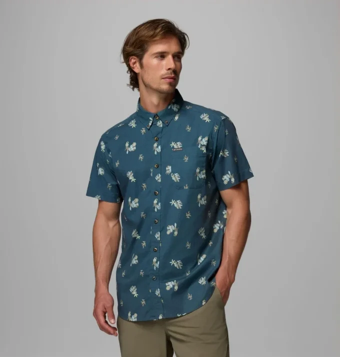 Camisa de manga corta estampada Rapid Rivers™ para hombre – Tall