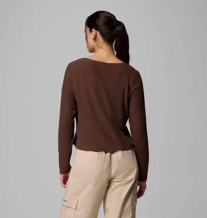 Camisa de manga larga con cuello Henley y diseño cuadriculado Brea Falls™ para mujer