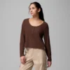 Camisa de manga larga con cuello Henley y diseño cuadriculado Brea Falls™ para mujer