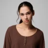 Camisa de manga larga con cuello Henley y diseño cuadriculado Brea Falls™ para mujer