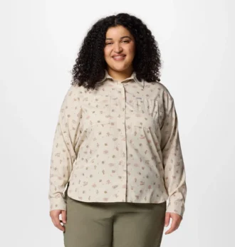 Camisa de manga larga con estampado utilitario Silver Ridge™ para mujer – Talla grande