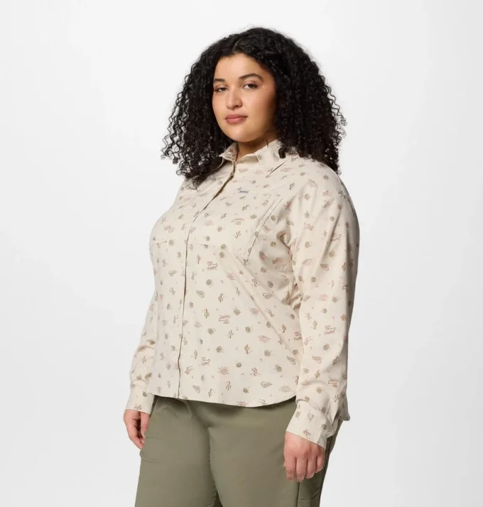 Camisa de manga larga con estampado utilitario Silver Ridge™ para mujer – Talla grande