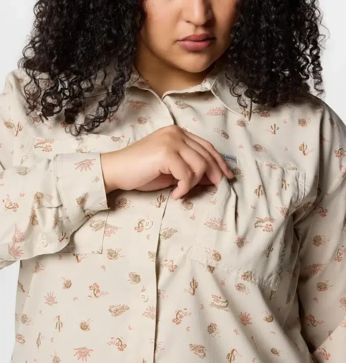 Camisa de manga larga con estampado utilitario Silver Ridge™ para mujer – Talla grande