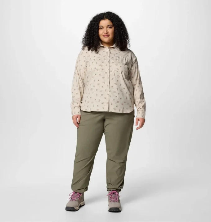 Camisa de manga larga con estampado utilitario Silver Ridge™ para mujer – Talla grande