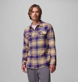 Camisa de manga larga de franela Flare Gun™ para hombre, estilo universitario – Washington