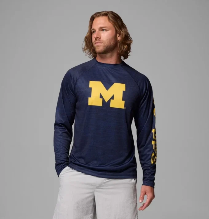 Camisa de manga larga para hombre PFG Terminal Tackle™ Heather – Michigan Camisa de manga larga para hombre PFG Terminal Tackle™ Heather – Michigan