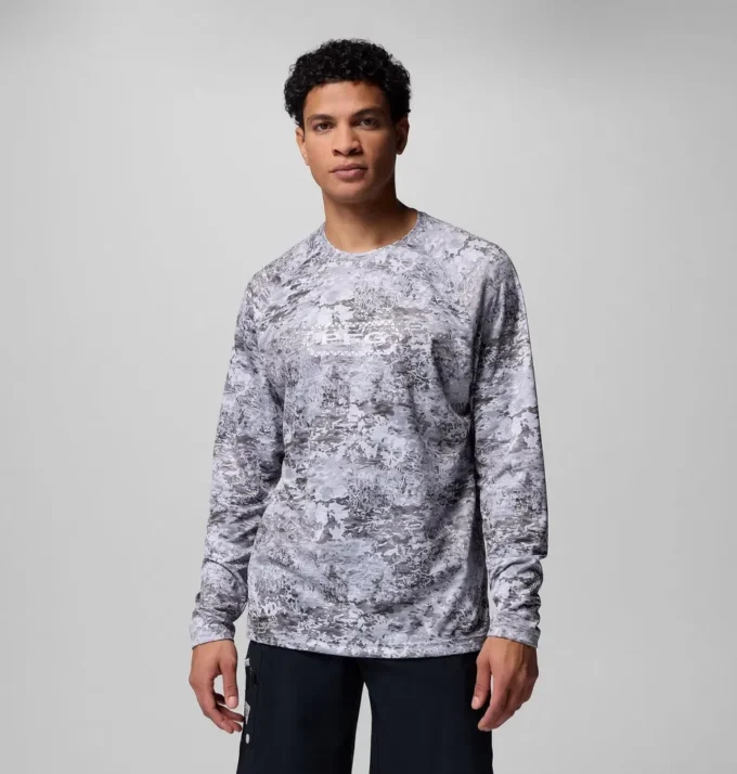 Camisa de manga larga PFG Super Solar Stream™ Border Hex para hombre
