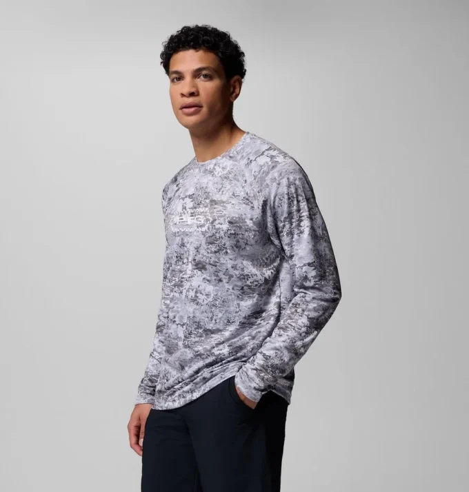 Camisa de manga larga PFG Super Solar Stream™ Border Hex para hombre