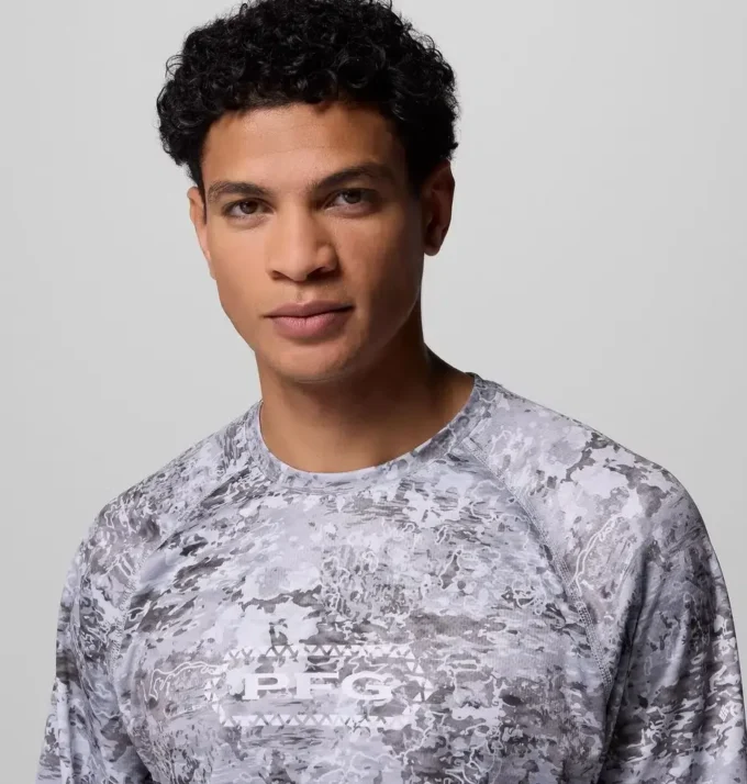 Camisa de manga larga PFG Super Solar Stream™ Border Hex para hombre