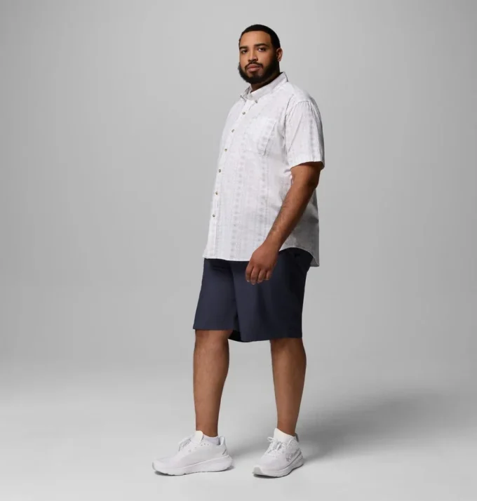 Camisa estampada de manga corta Rapid Rivers™ para hombre – Talla grande