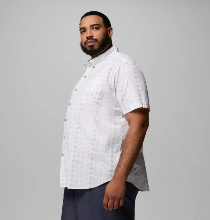 Camisa estampada de manga corta Rapid Rivers™ para hombre – Talla grande
