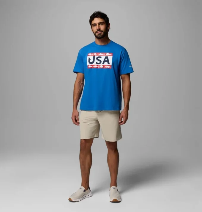 Camiseta PFG™ Silver Bank Americana Hook Flag para hombre