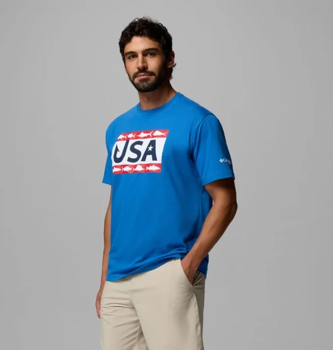 Camiseta PFG™ Silver Bank Americana Hook Flag para hombre