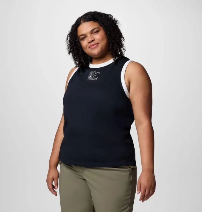 Camiseta sin mangas con gráfico Rolling Bend™ para mujer – Talla grande