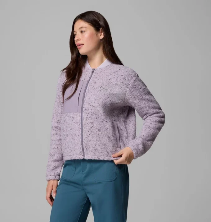 Chaqueta bomber con cremallera completa y forro polar Stellar Path™ para mujer