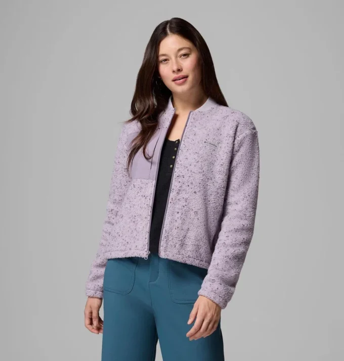 Chaqueta bomber con cremallera completa y forro polar Stellar Path™ para mujer