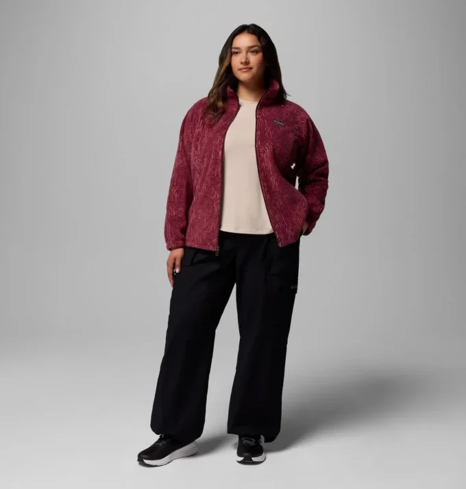 Chaqueta polar con estampado Benton Springs™ y cremallera completa para mujer – Talla grande