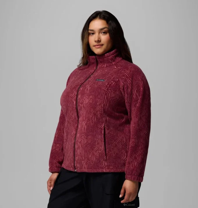 Chaqueta polar con estampado Benton Springs™ y cremallera completa para mujer – Talla grande