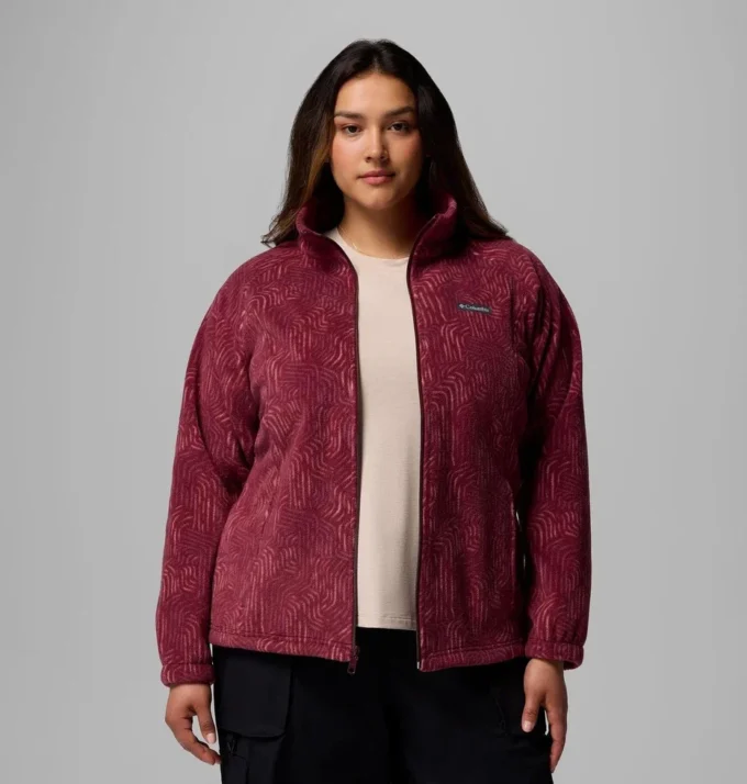 Chaqueta polar con estampado Benton Springs™ y cremallera completa para mujer – Talla grande