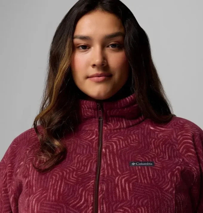 Chaqueta polar con estampado Benton Springs™ y cremallera completa para mujer – Talla grande