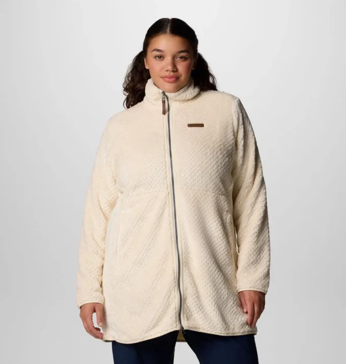 Chaqueta polar larga con cremallera completa Fire Side™ para mujer – Talla grande