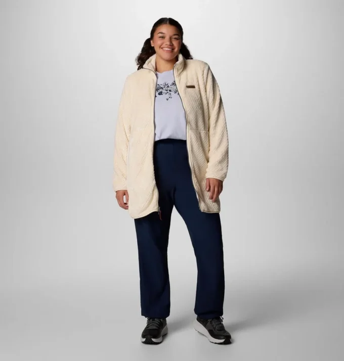 Chaqueta polar larga con cremallera completa Fire Side™ para mujer – Talla grande