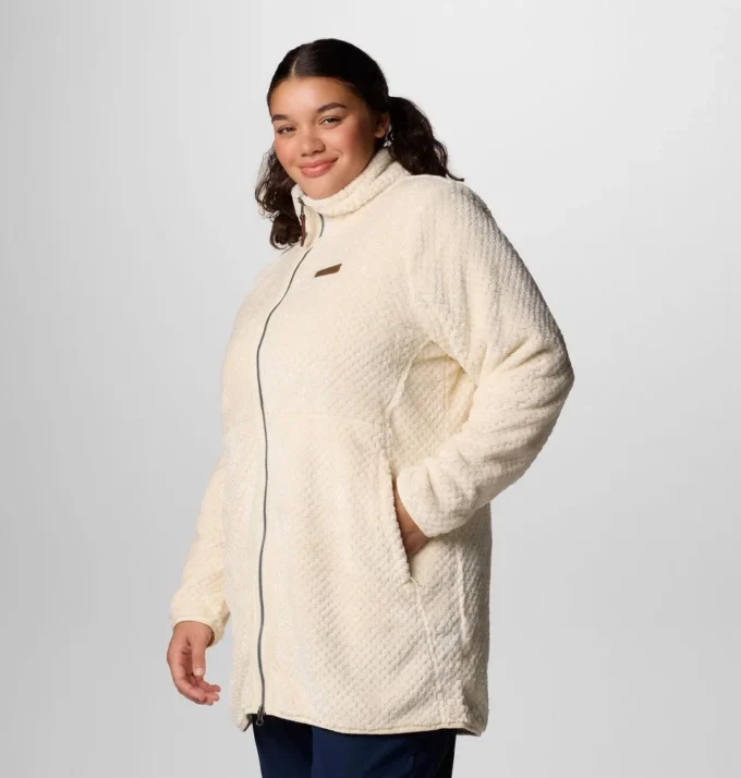 Chaqueta polar larga con cremallera completa Fire Side™ para mujer – Talla grande