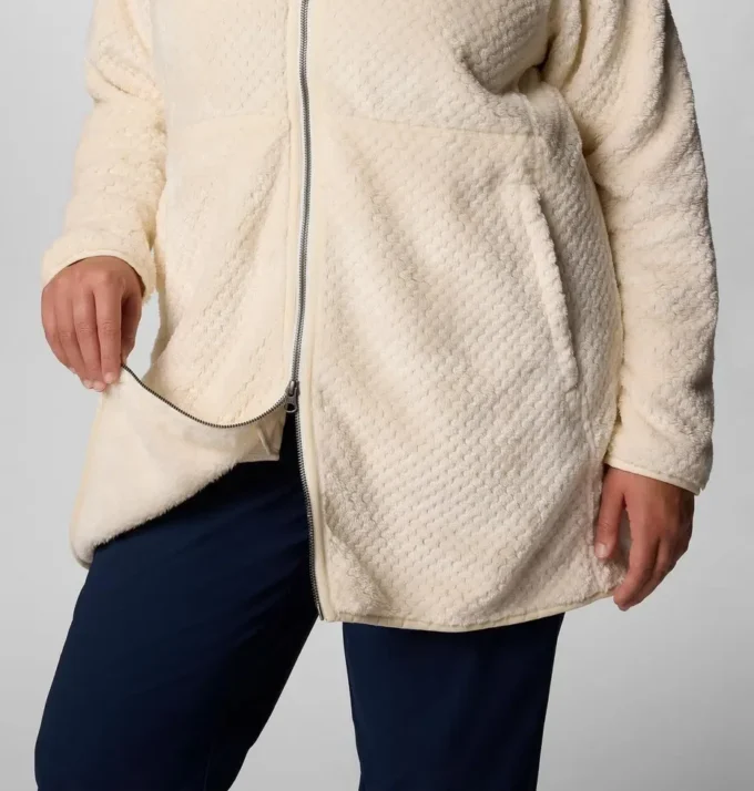 Chaqueta polar larga con cremallera completa Fire Side™ para mujer – Talla grande