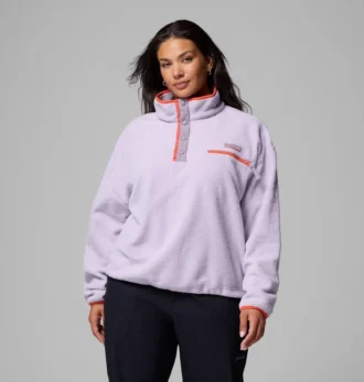 Jersey corto de felpa con medio botonadura Helvetia™ II para mujer – Talla grande