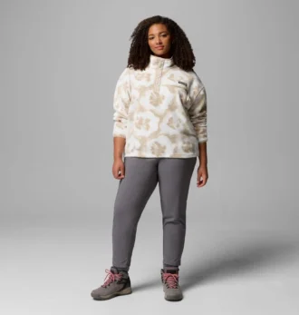 Sudadera corta con estampado Helvetia™ II y medio cierre de botones para mujer