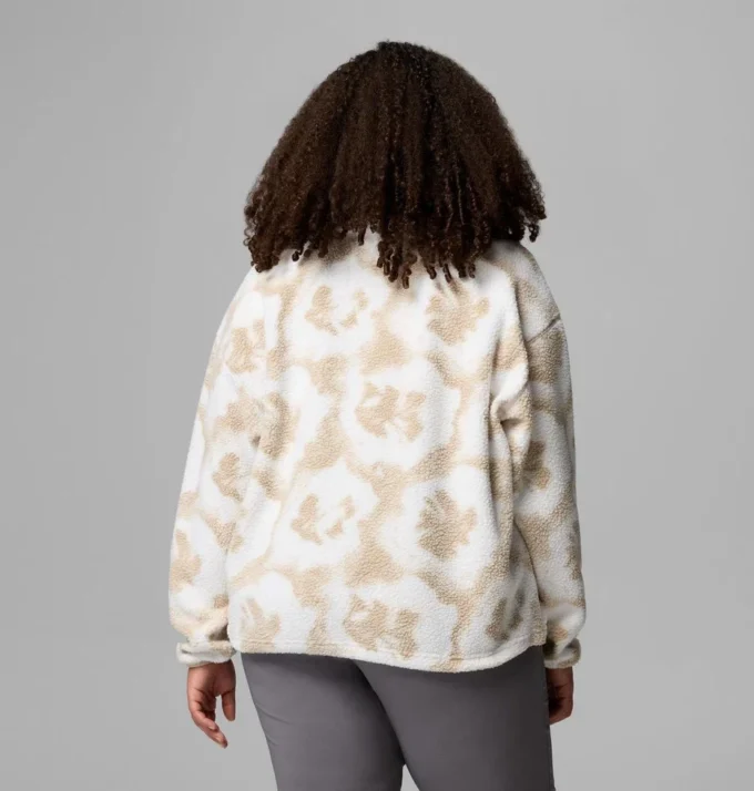 Sudadera corta con estampado Helvetia™ II y medio cierre de botones para mujer