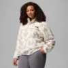 Sudadera corta con estampado Helvetia™ II y medio cierre de botones para mujer
