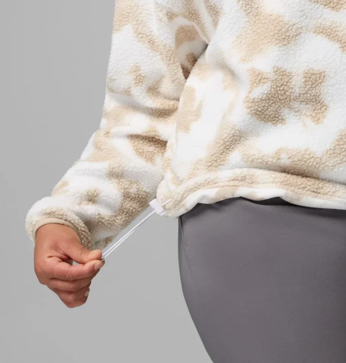 Sudadera corta con estampado Helvetia™ II y medio cierre de botones para mujer