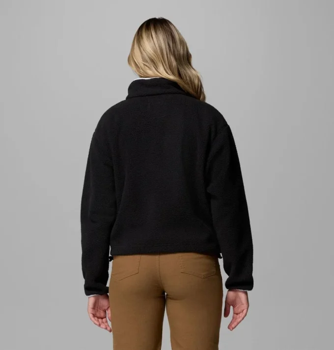Sudadera corta de forro polar con medio cierre de botones Helvetia™ II para mujer