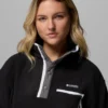 Sudadera corta de forro polar con medio cierre de botones Helvetia™ II para mujer