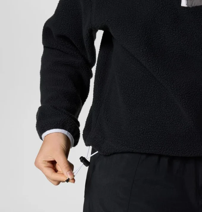 Sudadera corta de forro polar con medio cierre de botones Helvetia™ II para mujer